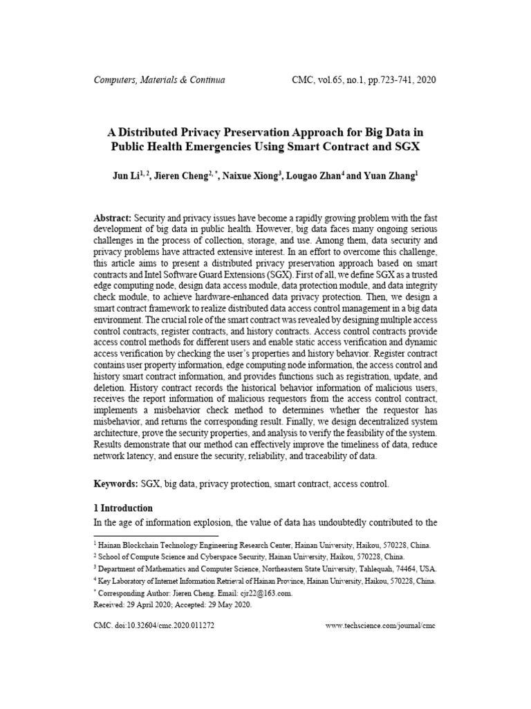 A Distributed Privacy Preservation Approach For Big Data | PDF ...