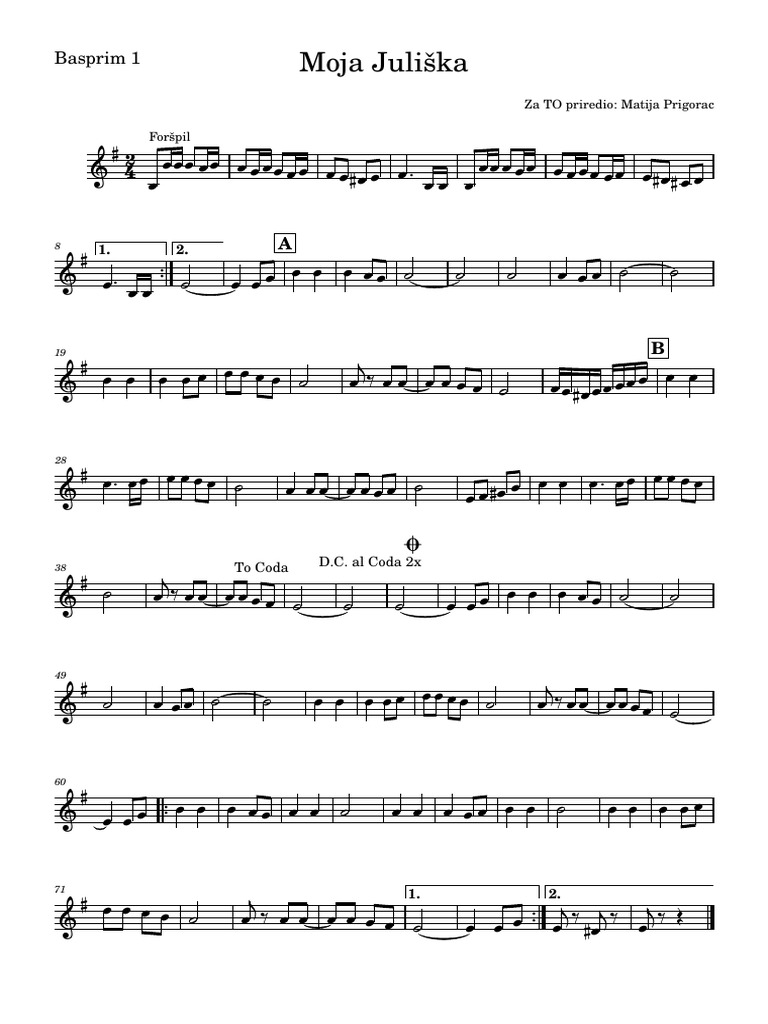 Basprim 1 Music Notation Guide | PDF