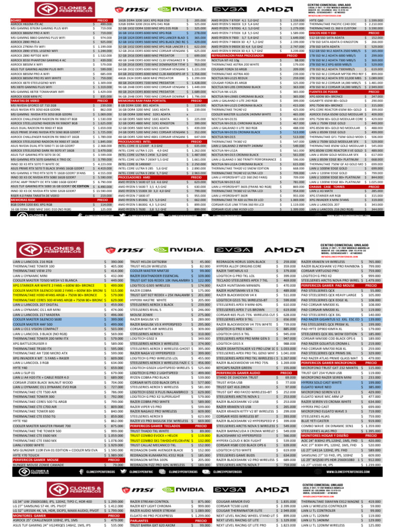 Componentes de PC: Precios y Especificaciones | PDF | Informática ...