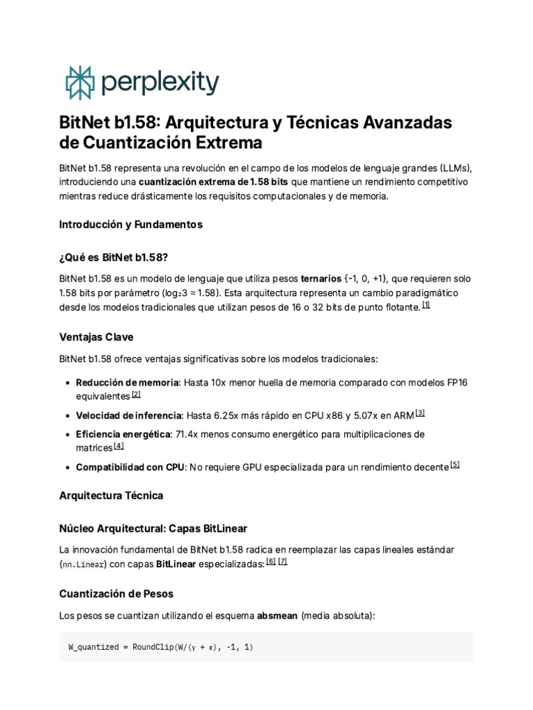 BitNet b1.58 - Arquitectura y Técnicas Avanzadas de | PDF | Tecnologías ...