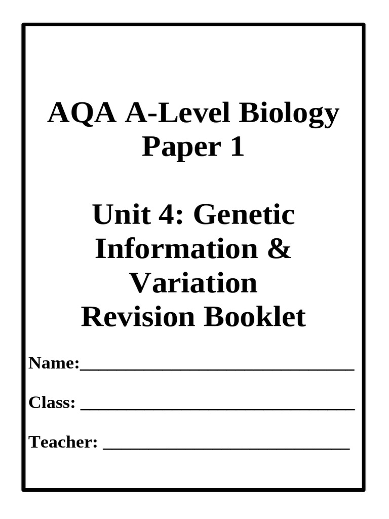 AQA A-Level Biology Genetic Variation Guide | PDF | Translation ...