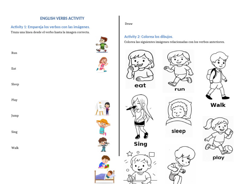 Verbos en Inglés: Actividades Visuales | PDF