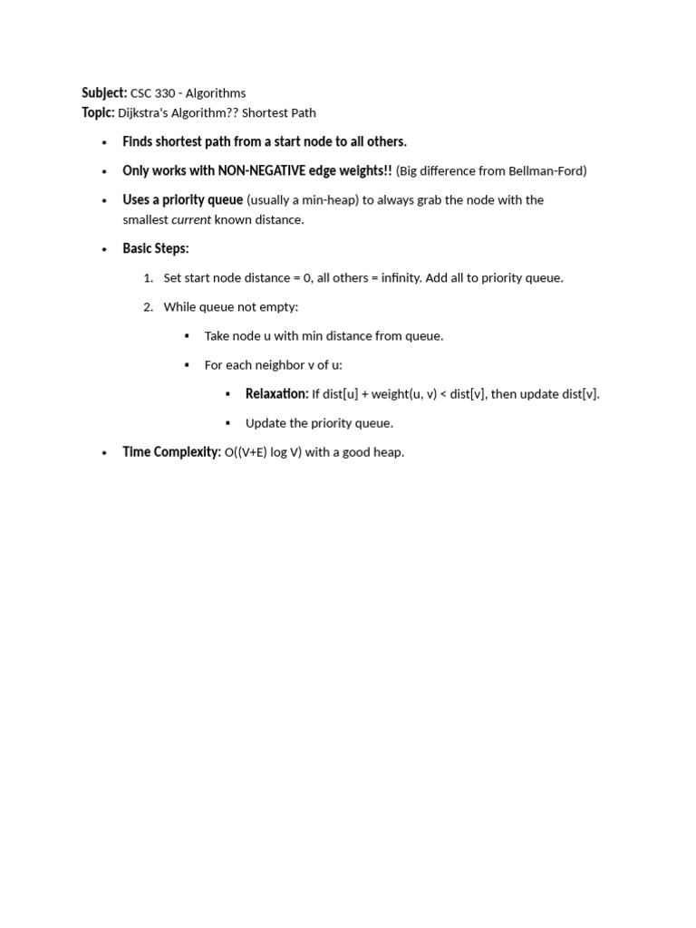 Dijkstra's Algorithm Overview | PDF
