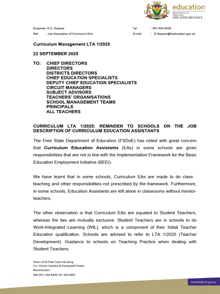 Curriculum Assistant Job Description | PDF | Learning | Teachers