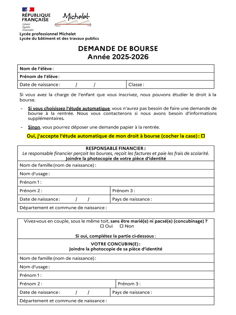 Dossier Demande De Bourses