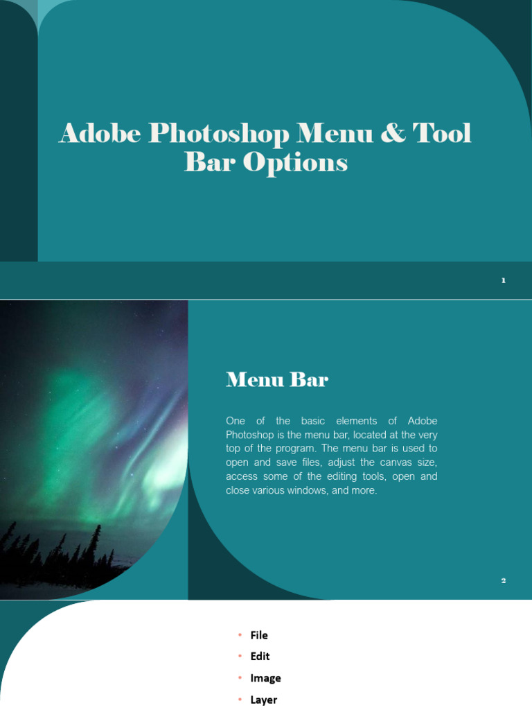 Understanding Photoshop's Menu Bar | PDF | Adobe Photoshop | Operating ...