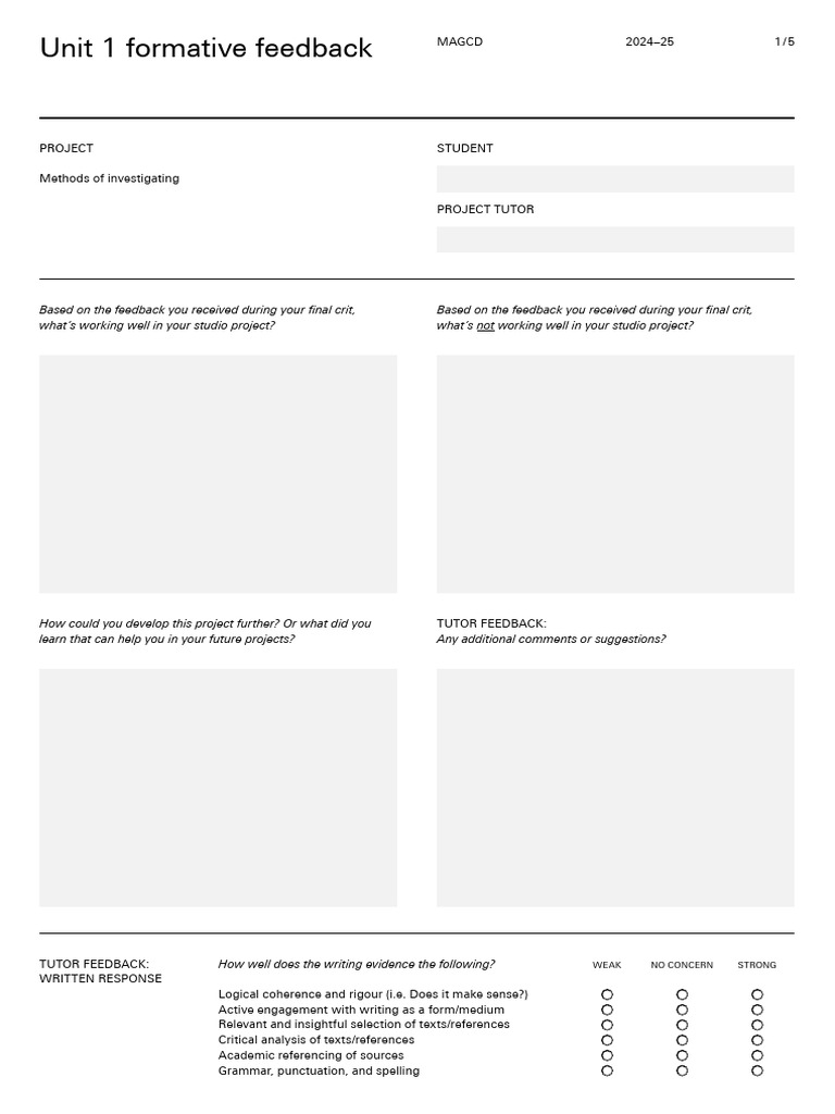 Unit 1 Formative Feedback ZHENG - Di - 21009050 | PDF | Critical ...