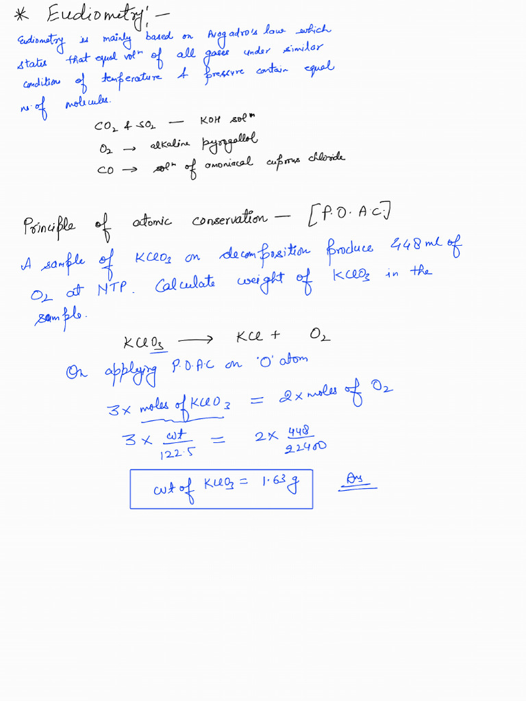 Eudiometry Notes | PDF
