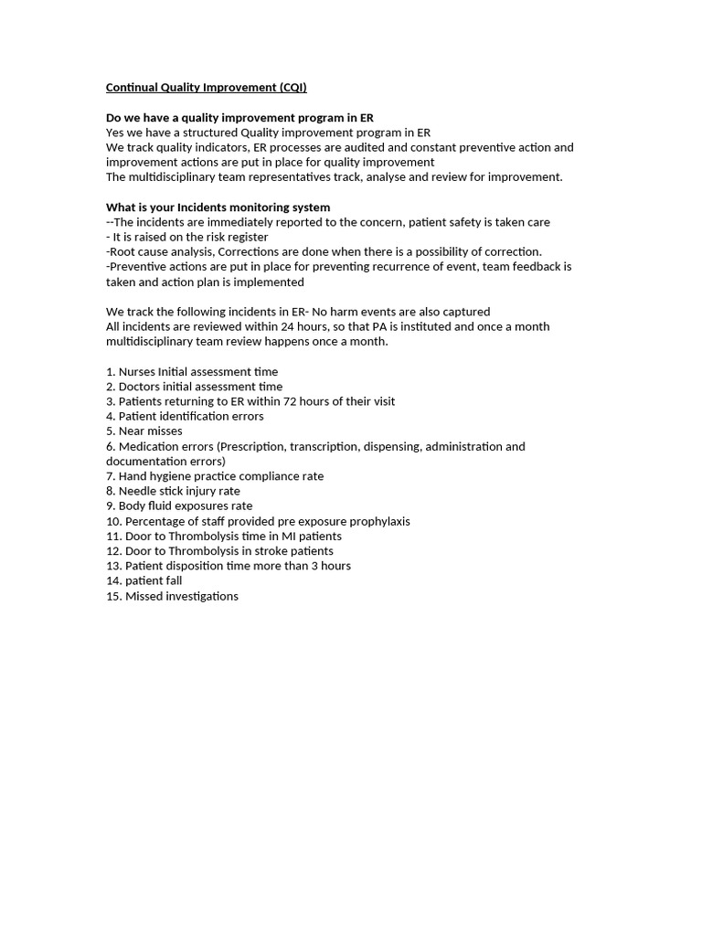 ER Quality Improvement Program Overview | PDF