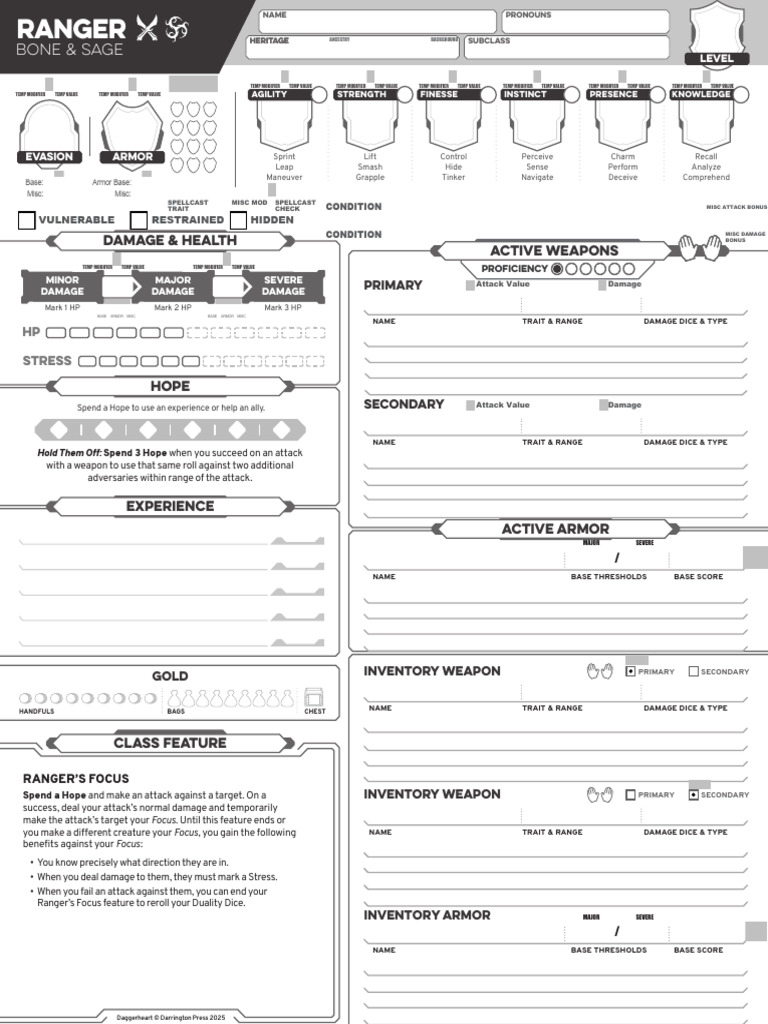 Ranger Character Guide and Mechanics | PDF