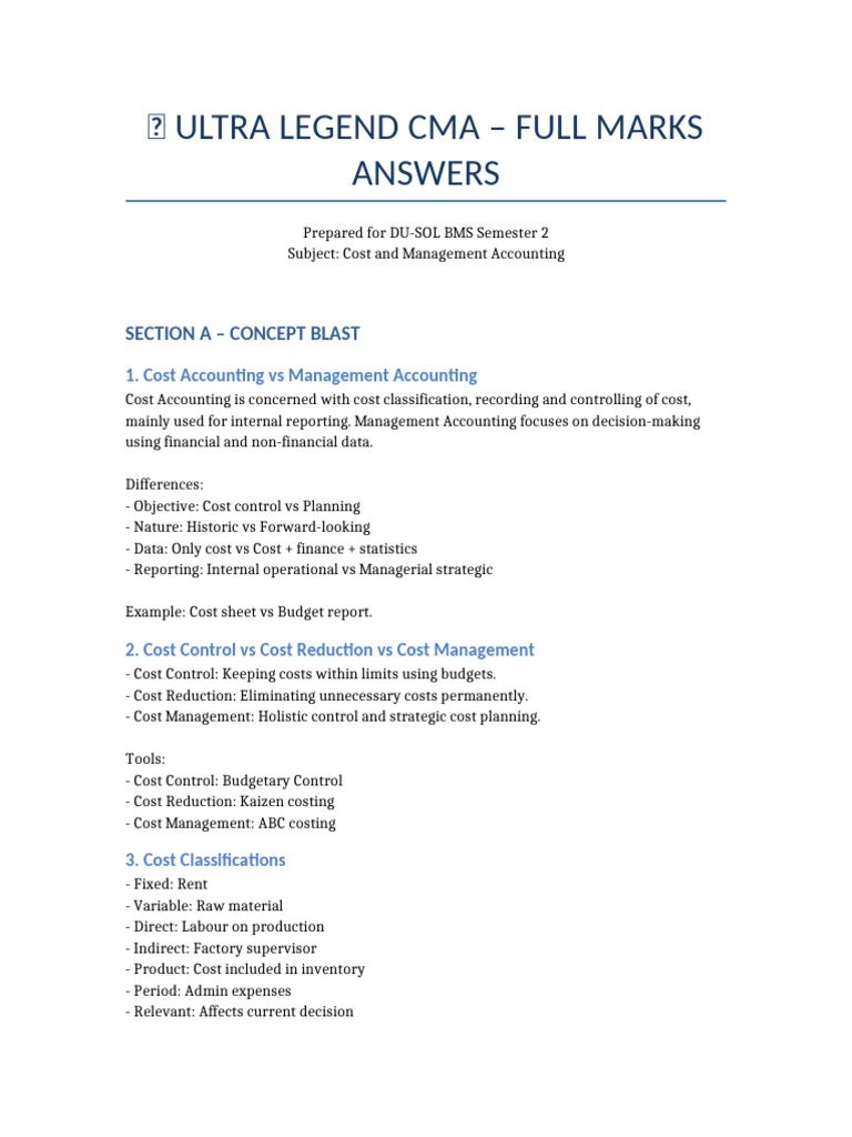 Cost and Management Accounting Guide | PDF | Cost Accounting ...