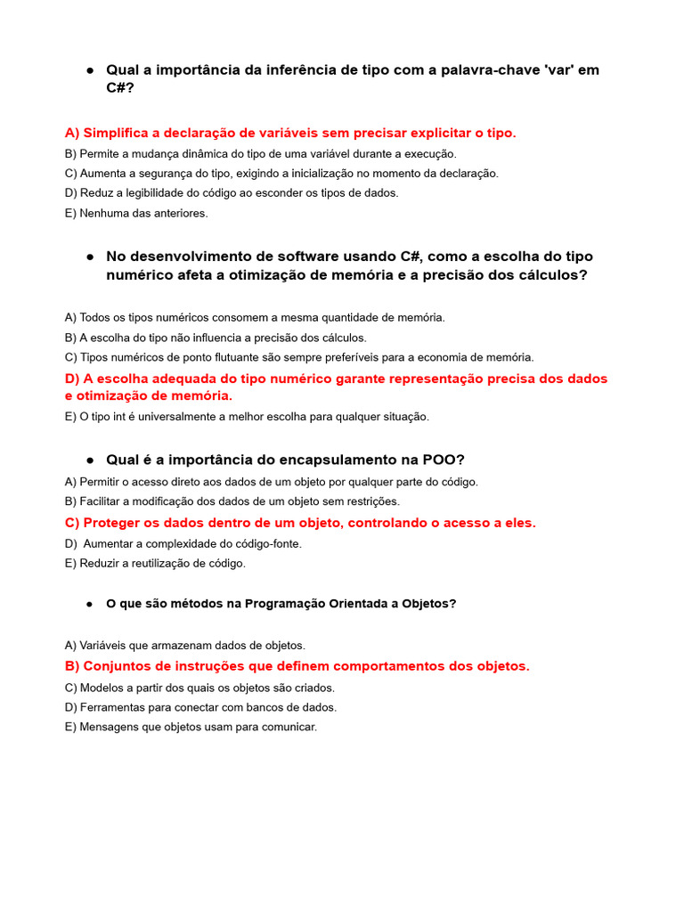 Importância de Conceitos em C# e POO | PDF | C Sharp (linguagem de ...