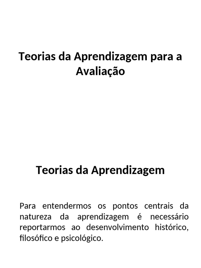 Teorias da Aprendizagem e Avaliação | PDF | Aprendizado | Behaviorismo