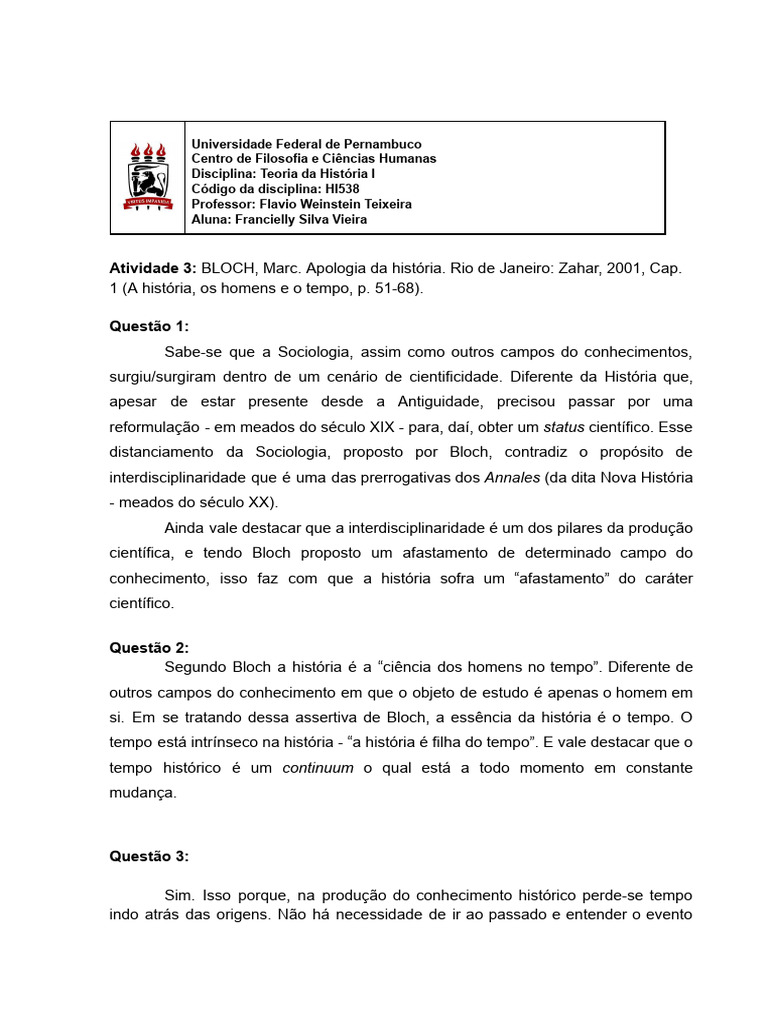 Reflexões sobre a História e o Tempo | PDF