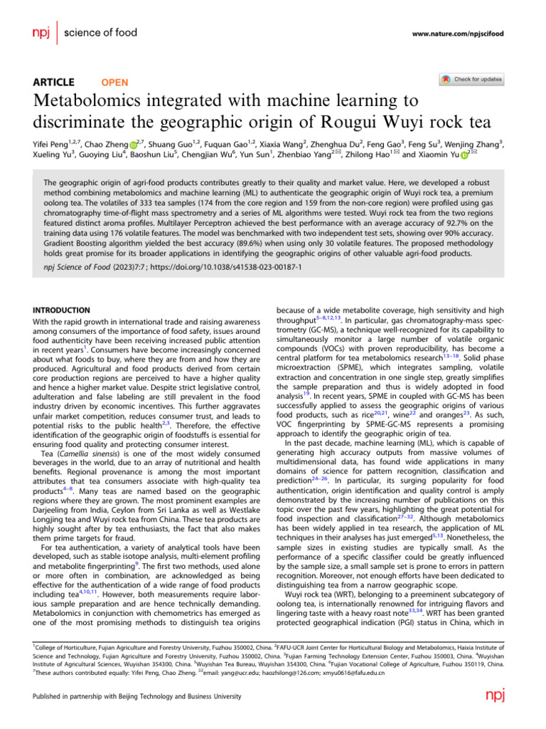 Metabolomics Integrated With Machine Learning To Discriminate The ...