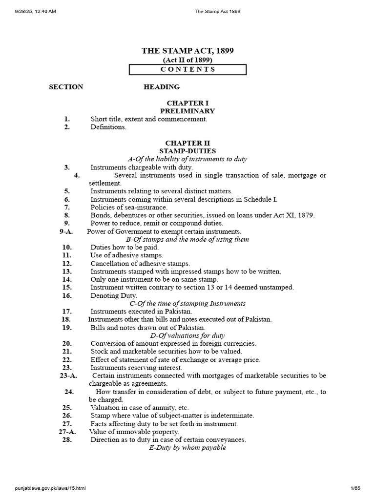 Overview of the Stamp Act 1899 | PDF | Negotiable Instrument | Insurance