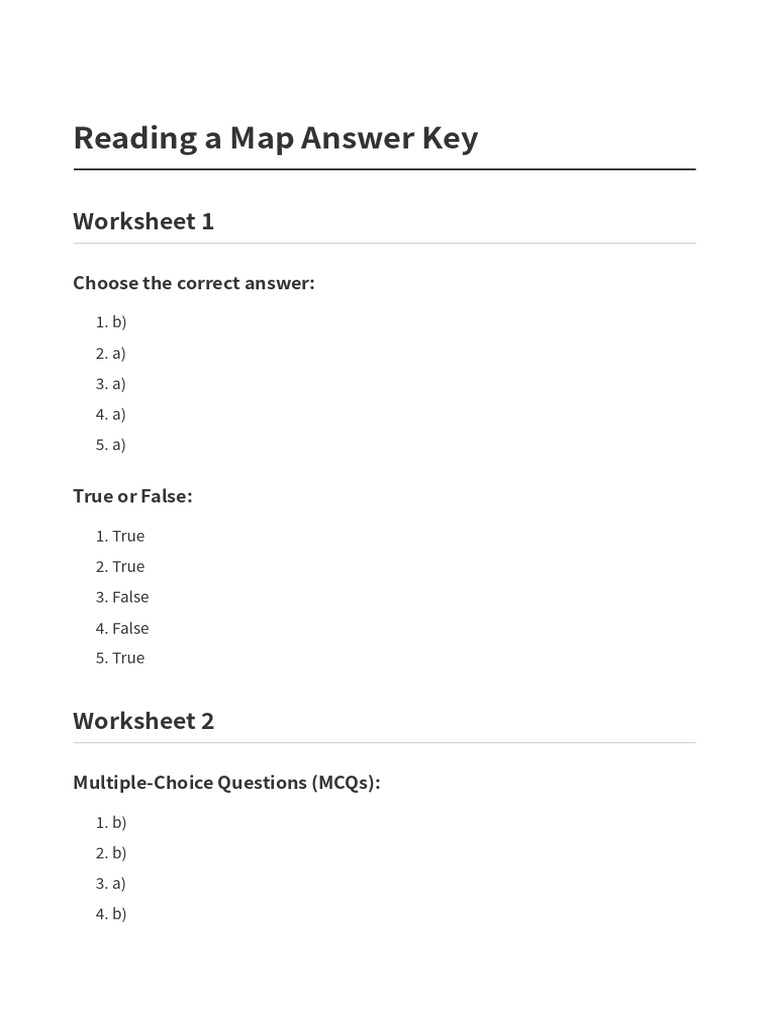 Map Reading Answer Key | PDF