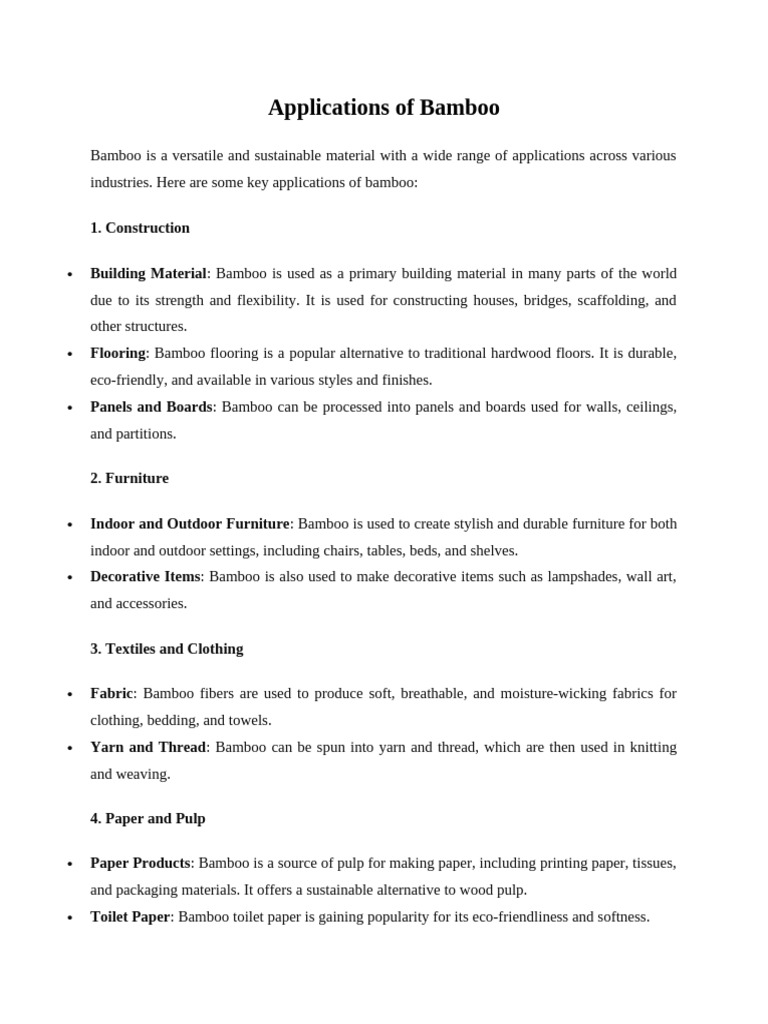 Applications of Bamboo | PDF | Textiles | Yarn