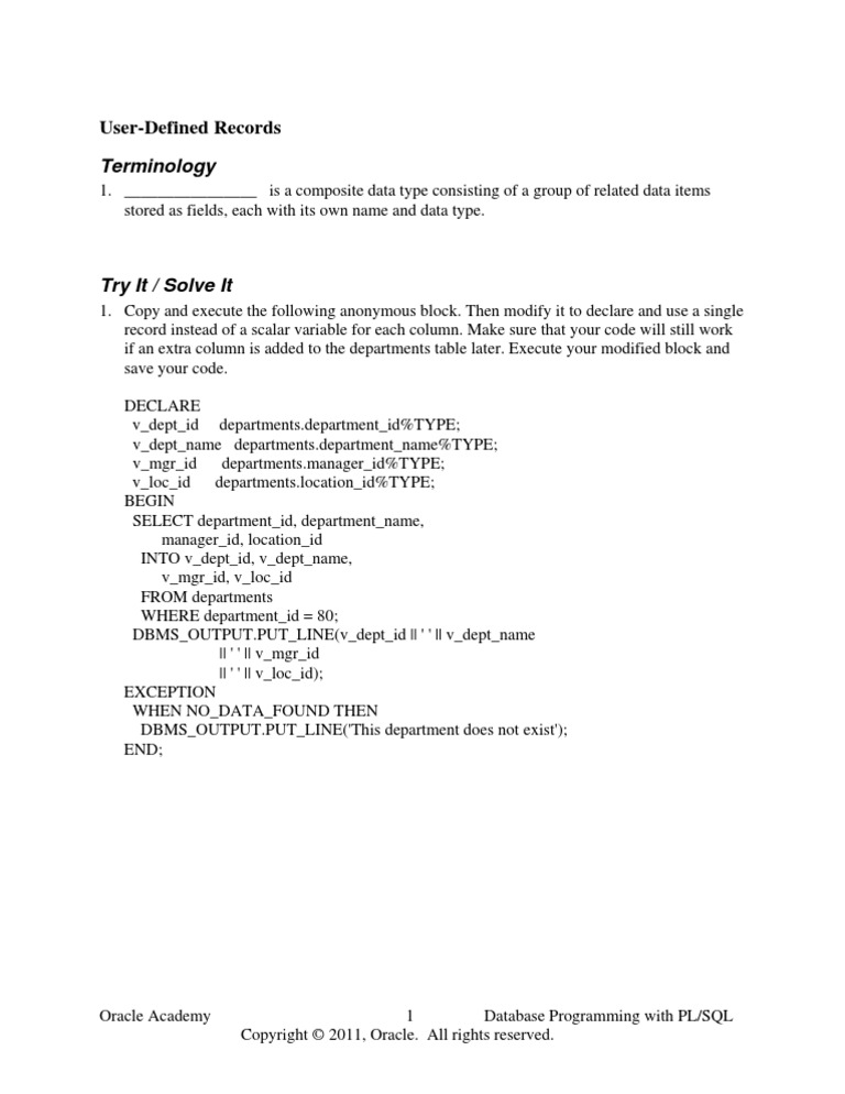 PLSQL s06 l01 Try | PDF
