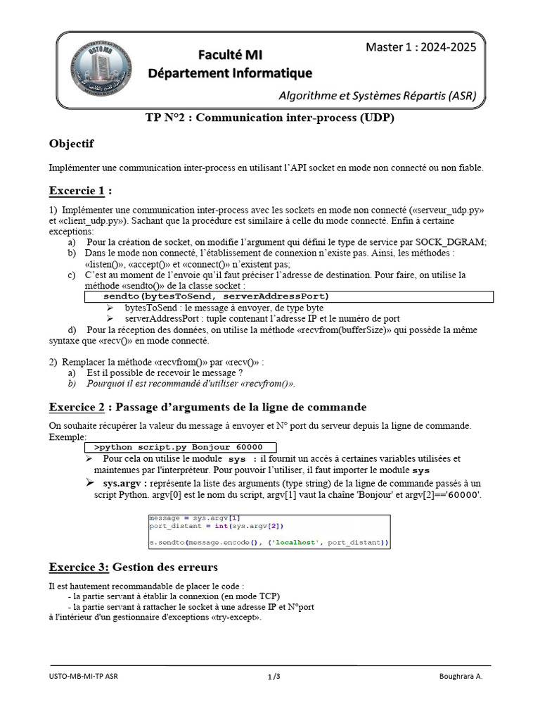 Communication inter-process avec UDP en Python | PDF | Python (Langage ...