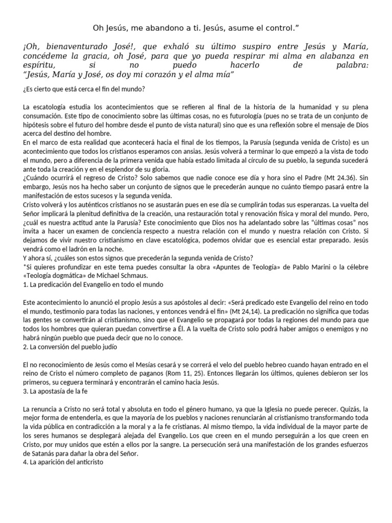 Signos de la Segunda Venida de Cristo | PDF | Segundo advenimiento | Jesús