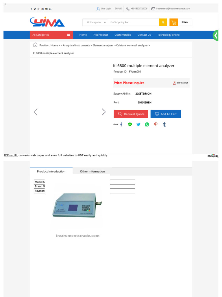 KL6800 Multiple Element Analyzer Guide | PDF | Cement