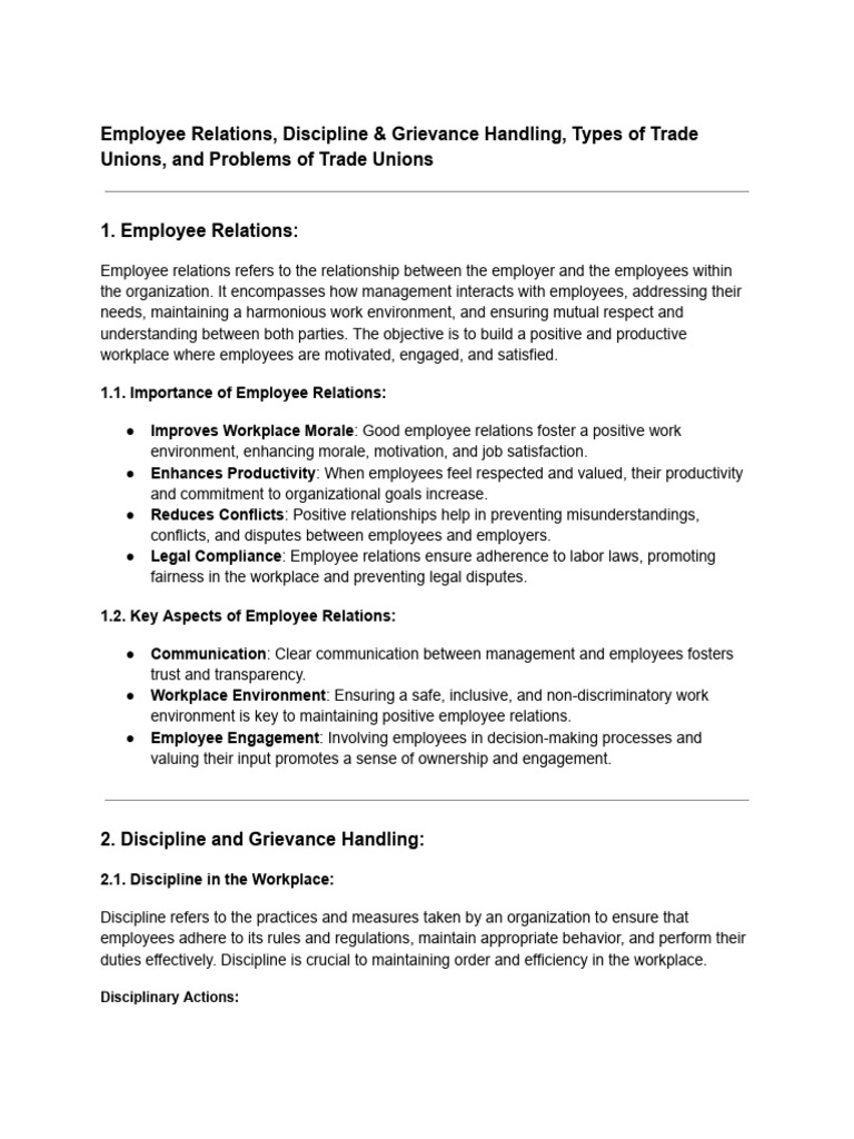 Employee Relations | PDF | Trade Union | Employment