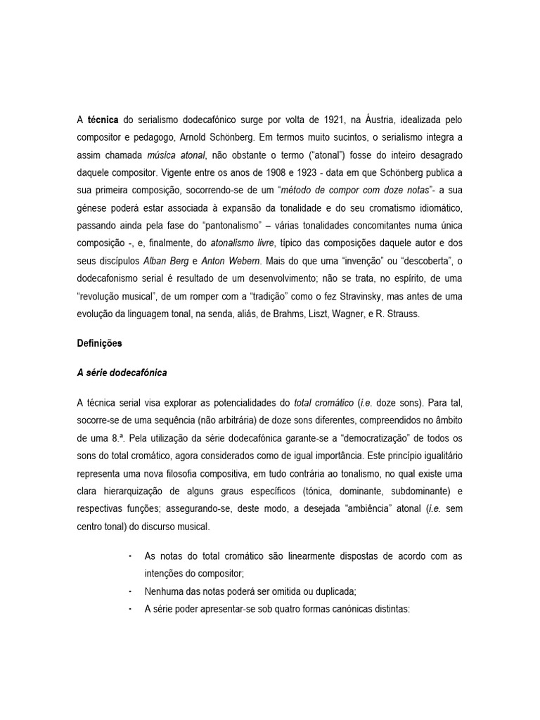 Introdução ao Serialismo Dodecafônico | PDF | Composições musicais ...
