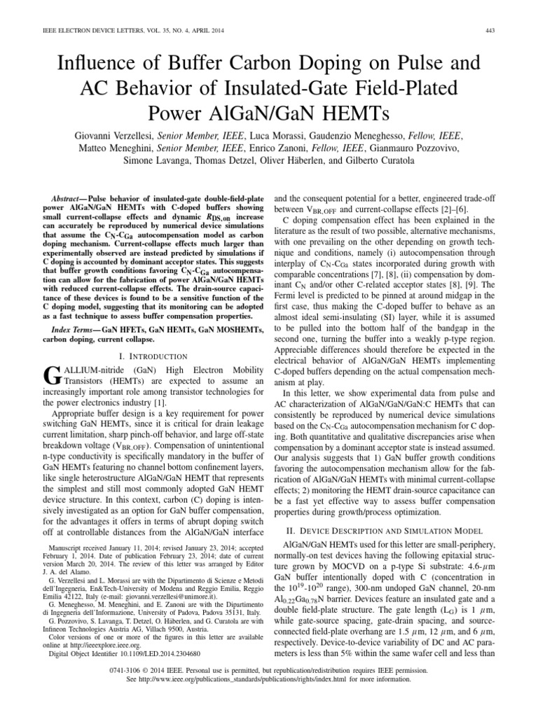 Influence of Buffer Carbon Doping On Pulse and AC Behavior of Insulated ...