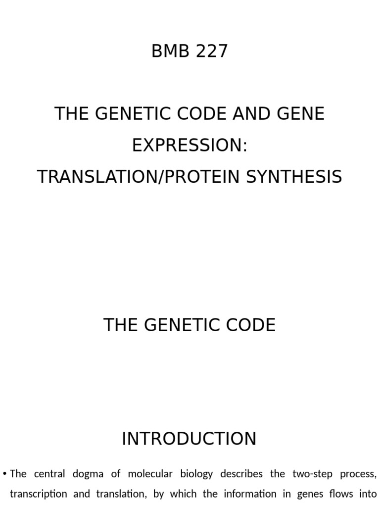 The Genetic Code and Translation | PDF | Translation (Biology ...