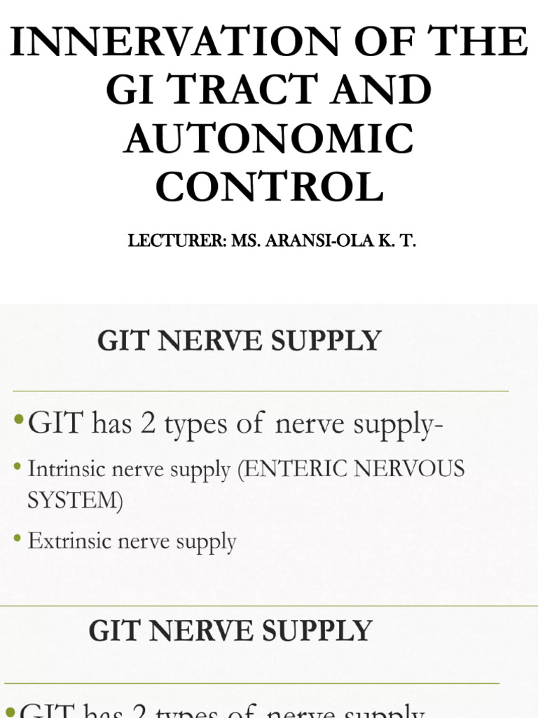 Innervation of The Git and Autonomic Control | PDF