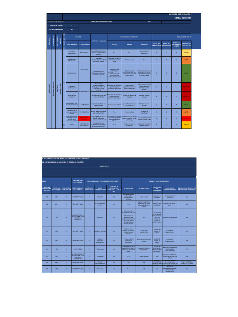 Identificación y Evaluación de Riesgos Laborales | PDF | Dolor lumbar ...