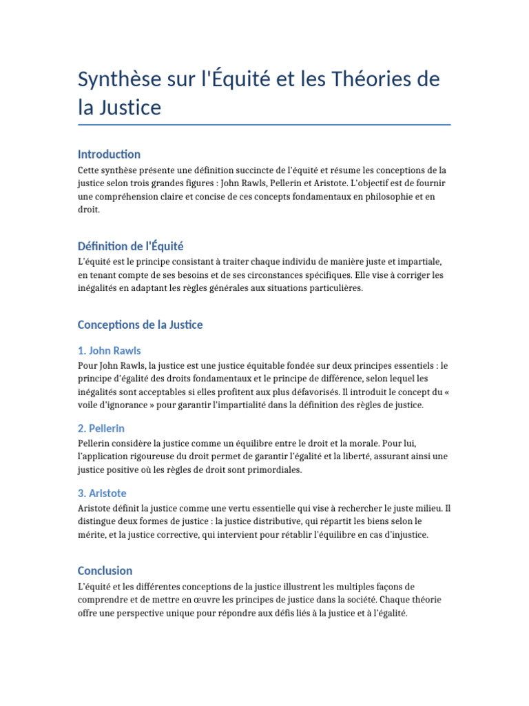Définition de l'Équité et Justice | PDF