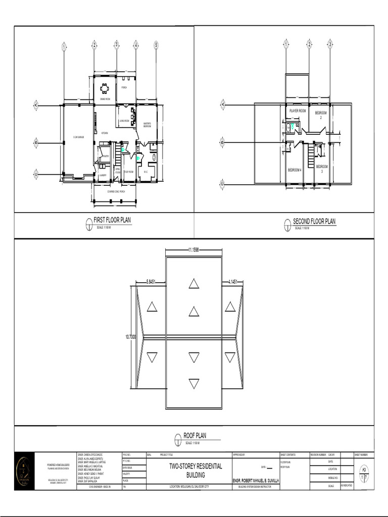 Two-Storey Residential Building Plans | PDF | Stairs | Architectural ...