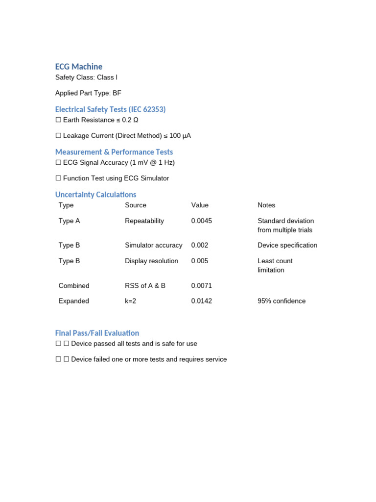 Medical Device Safety Test Results | PDF | Accuracy And Precision ...