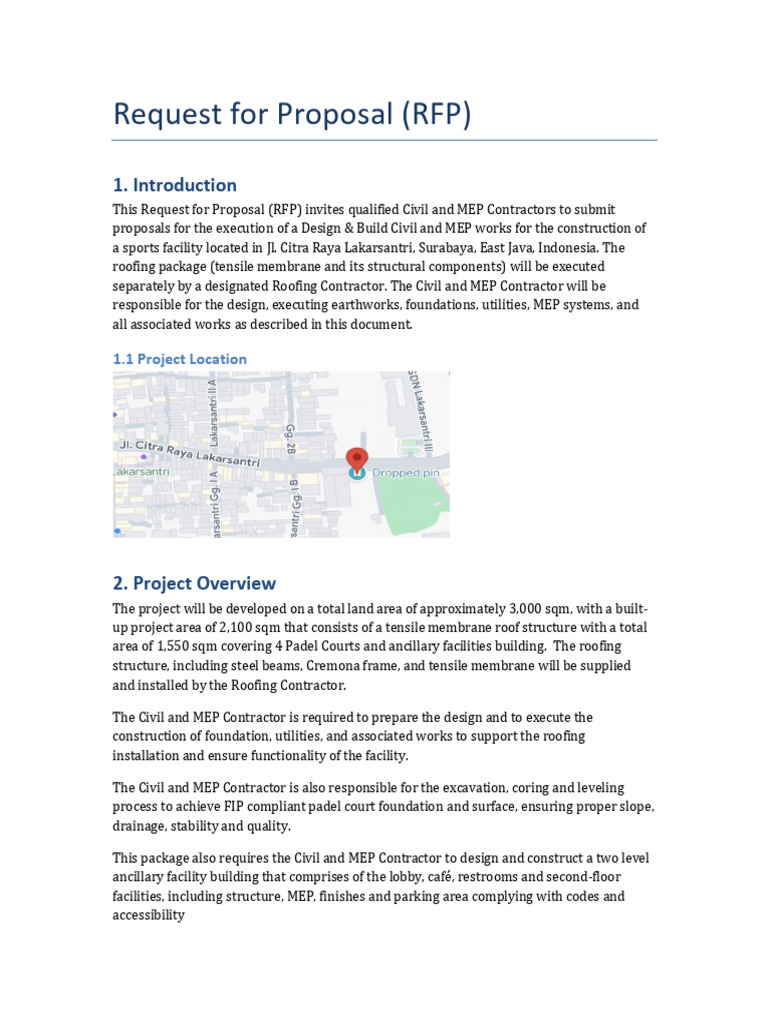 RFP for Civil and MEP Works in Surabaya | PDF | Plumbing | Wall