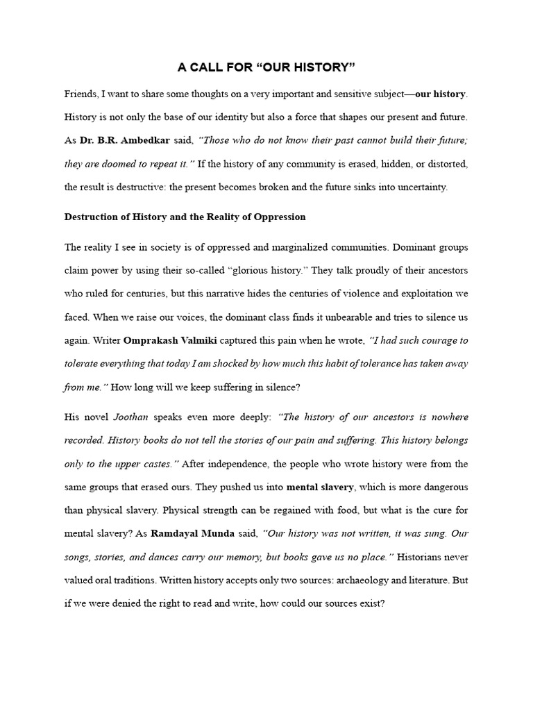 Call For Our History | PDF | Dalit