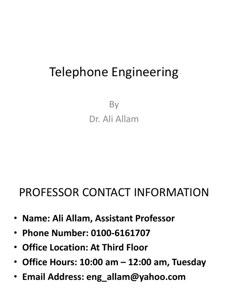 Lecture 1 Telephone Engineering PDF Data Transmission