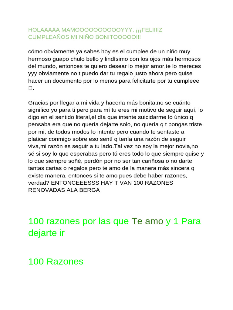 100 Razones Por Las Que y 1 para Dejarte Ir 100 Razones: Te Amo | PDF