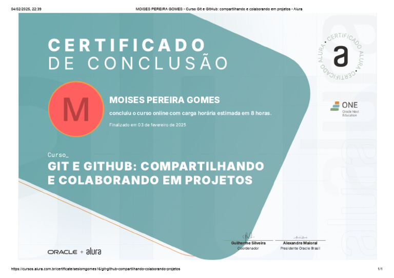 MOISES PEREIRA GOMES - Curso Git e GitHub - Compartilhando e ...