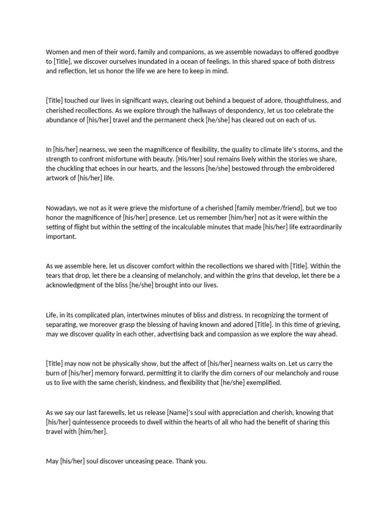 Honoring a Life: A Farewell Speech | PDF