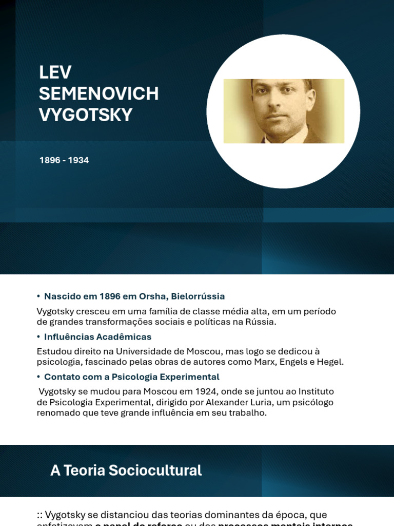 Teoria Sociocultural de Vygotsky | PDF | Aprendizado | Psicologia