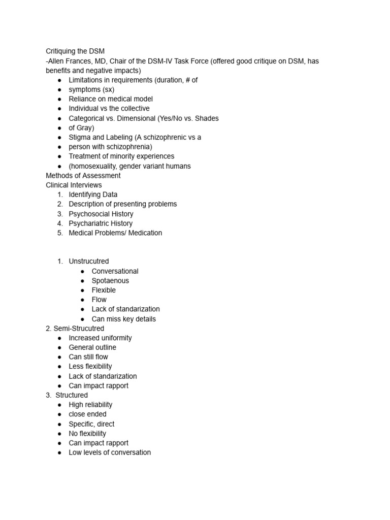 Critique of DSM and Assessment Methods | PDF | Diagnostic And ...
