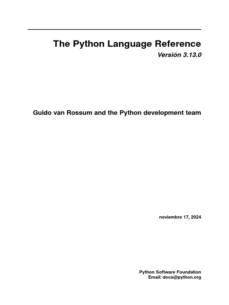 Reference Del Lenguaje Phyton Ver 3.13.0 | PDF | Lenguaje de ...