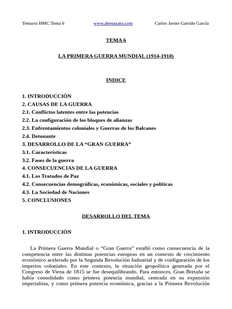 Causas y Consecuencias de la WWI | PDF | Austria Hungría | imperio Alemán
