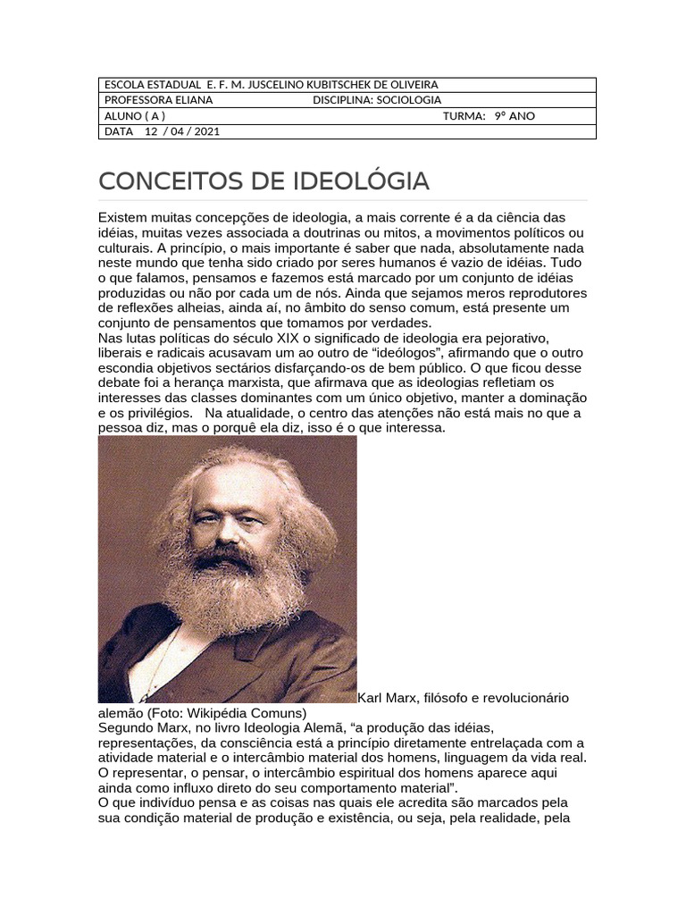 Conceitos de Ideologia na Sociologia | PDF | Ideologias | Ideia