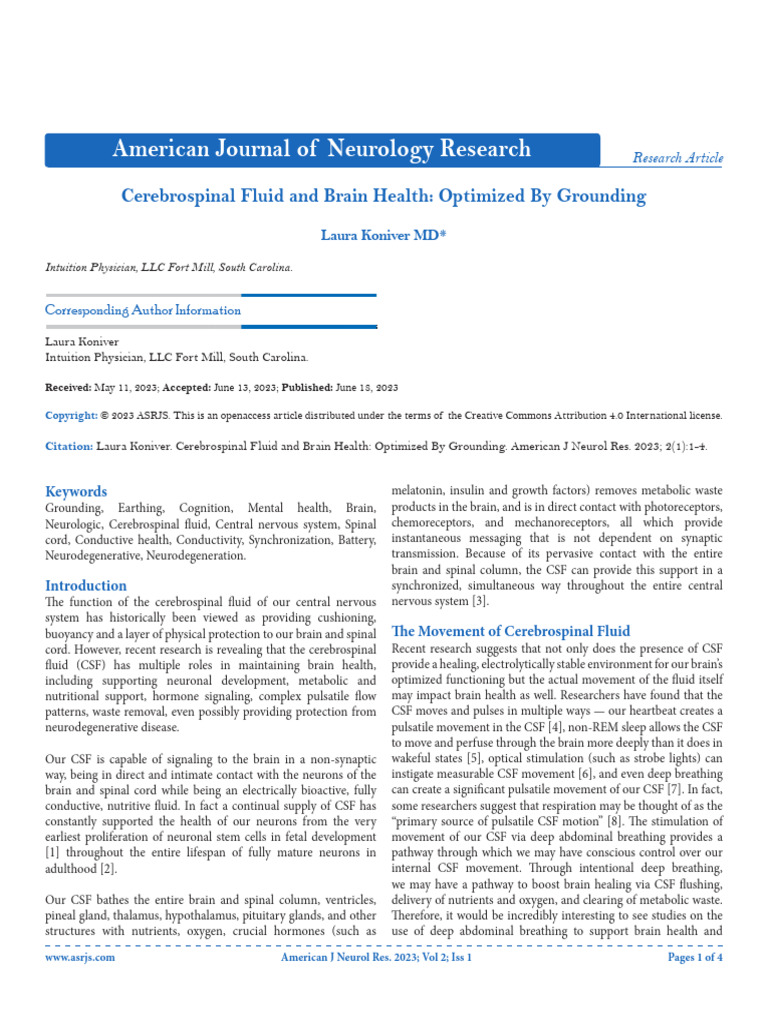 Grounding for Cerebrospinal Fluid Health | PDF | Cerebrospinal Fluid ...