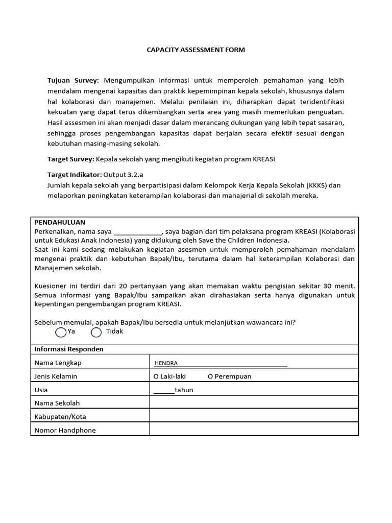 3.2.a Capacity Assessment Form - Collaboration & Management (1) - 1 | PDF