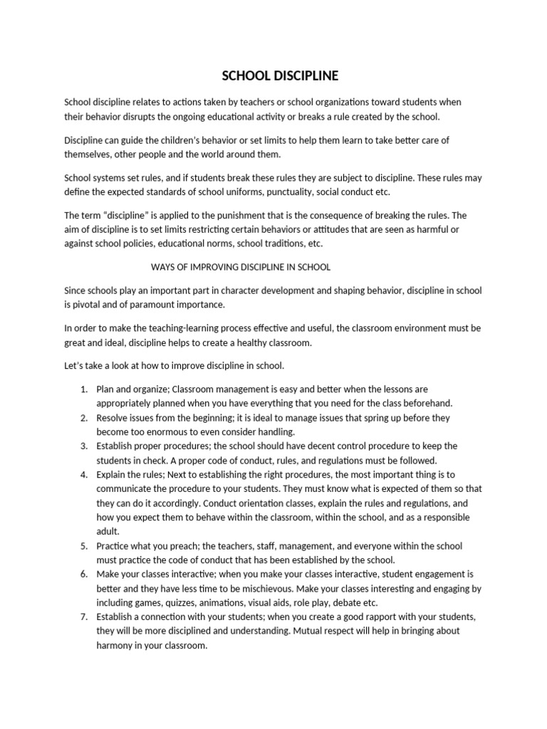 Enhancing School Discipline Strategies | PDF | Disciplines | Classroom ...