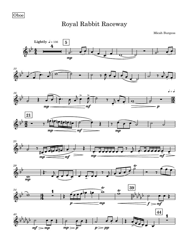 02 - Oboe - Royal Rabbit Raceway - 2025-04-25 | PDF | Woodwind Instruments